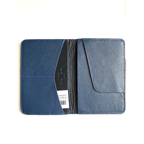 Lucchese Leather Passport Holder + Luggage Tag Set Navy Blue NWT - Picture 8 of 13